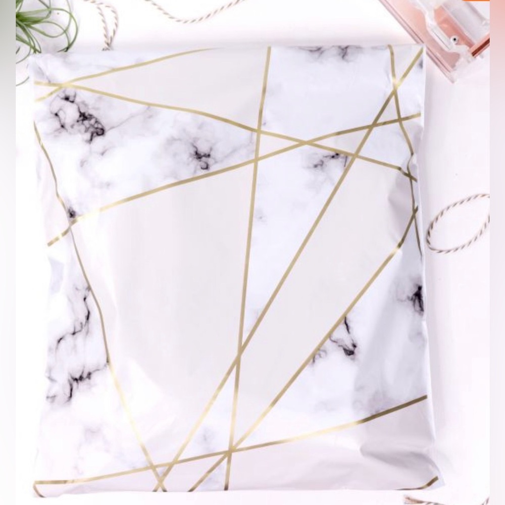 25 6x9 Gold & Grey Marble Poly Mailers
